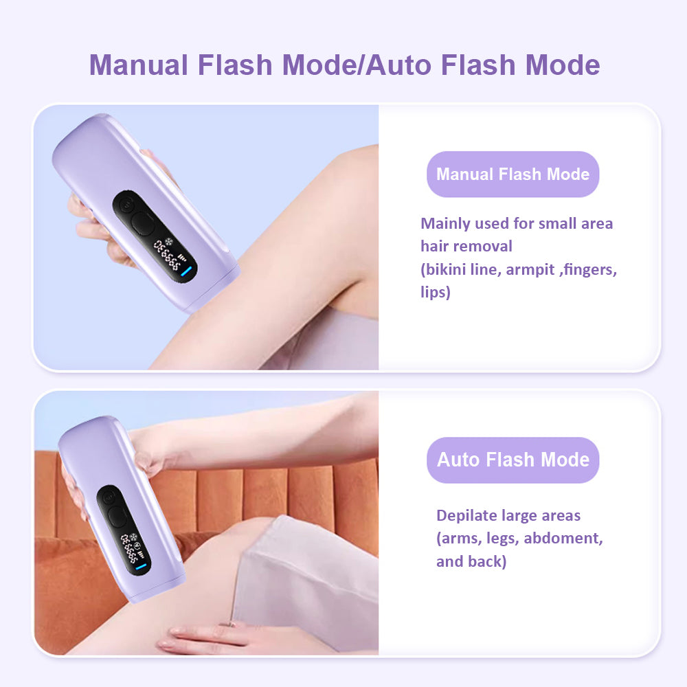 Laser Hair Removal for Women and Men, Ice-Cooling ipl hair removal device for Nearly Painless & Long-Lasting Results, Manual & Auto Flashing for Fast Full Body Hair Removal at Home