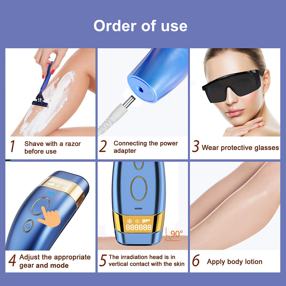 Laser Hair Removal Device for Women Permanent,Ice-Cooling IPL Device Hair Removal for Nearly Painless & Long-Lasting Results,999,999 Flashes Hair Remover with razor and Safety Glasses,Perfect for Armpits Legs Arms Bikini Line