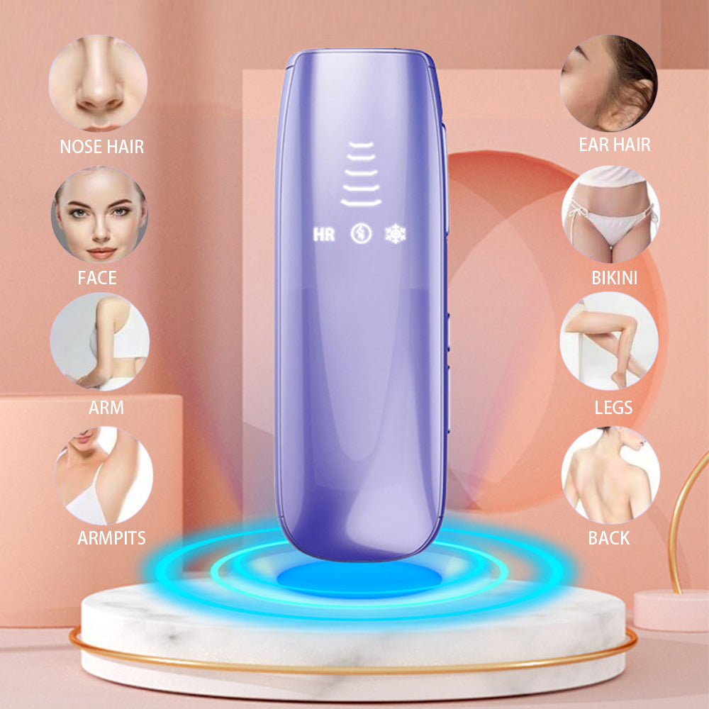 Laser Hair Removal for Women and Men Permanent, Ice-Cooling IPL Hair Removal Device for Nearly Painless & Long-Lasting Results, Auto/Manual Flashing for Fast Full Body Hair Removal from Home,Purple